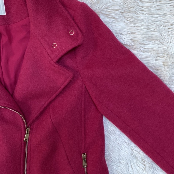 🎉HP🎉 Loft Wool Blend Moto Coat 💗 Raspberry - Picture 9 of 16